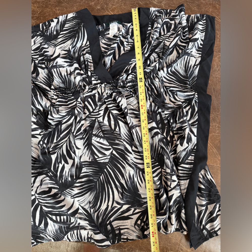 Ralph Lauren Black and cream (white) Tropical Leaf Swim Coverup - Picture 4 of 4